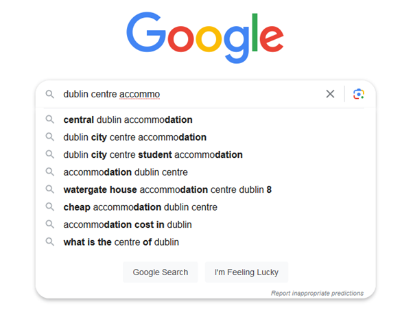 example of google predictive search